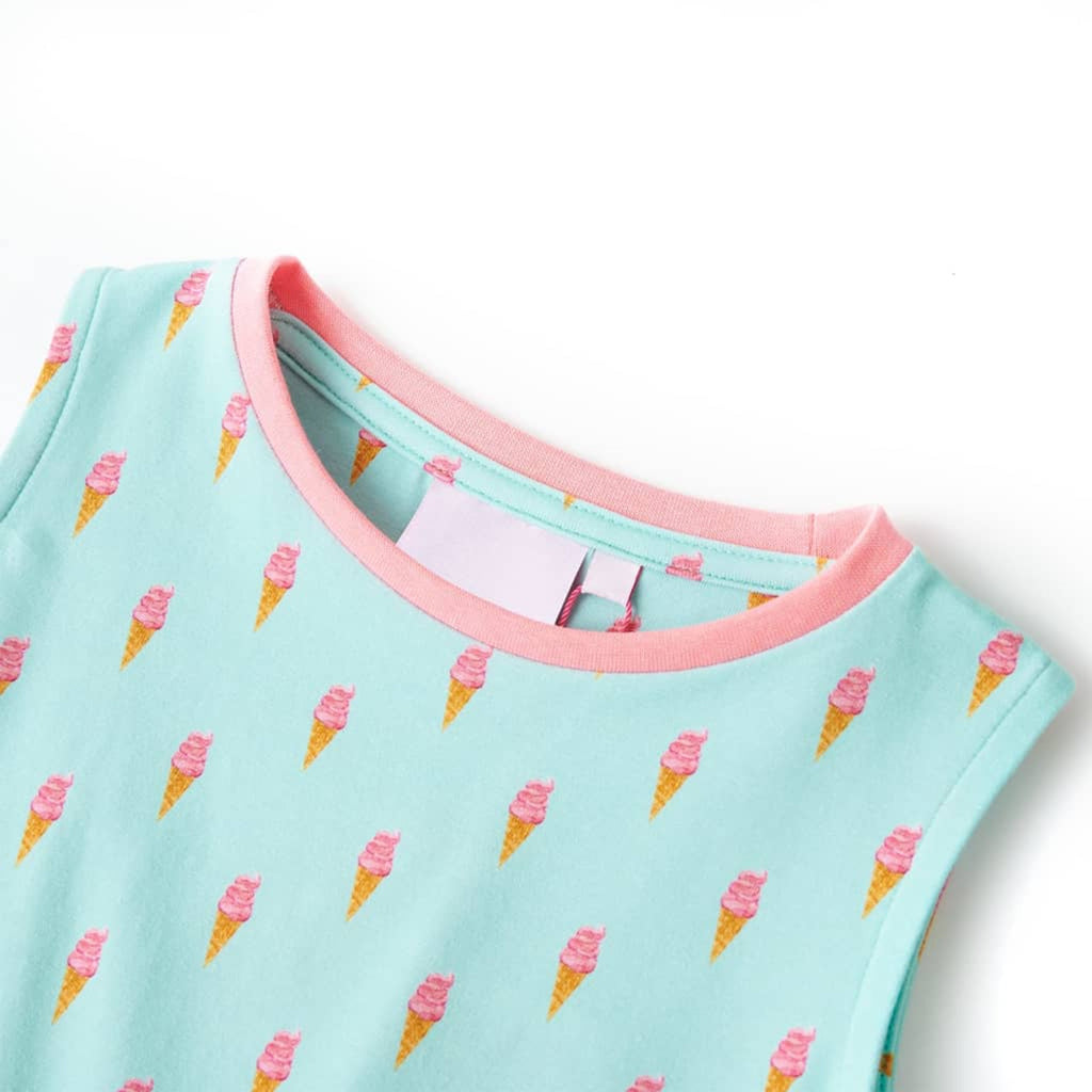 Dress Cotton Light Mint 140 Kids' Dresses Kids' Dresse Kids'Dress Drawstring