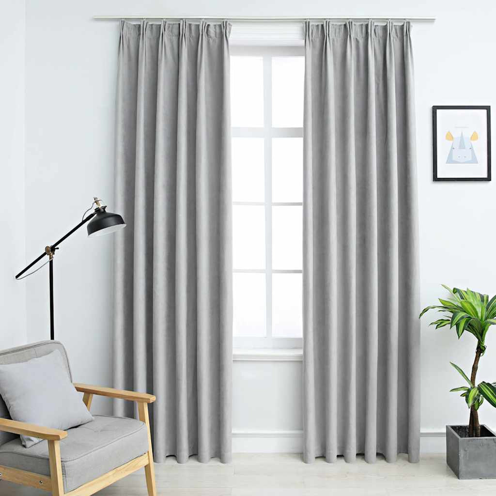 Blackout Curtain Polyester Grey 140 x 245 cm Window Dressing Home Variant 4