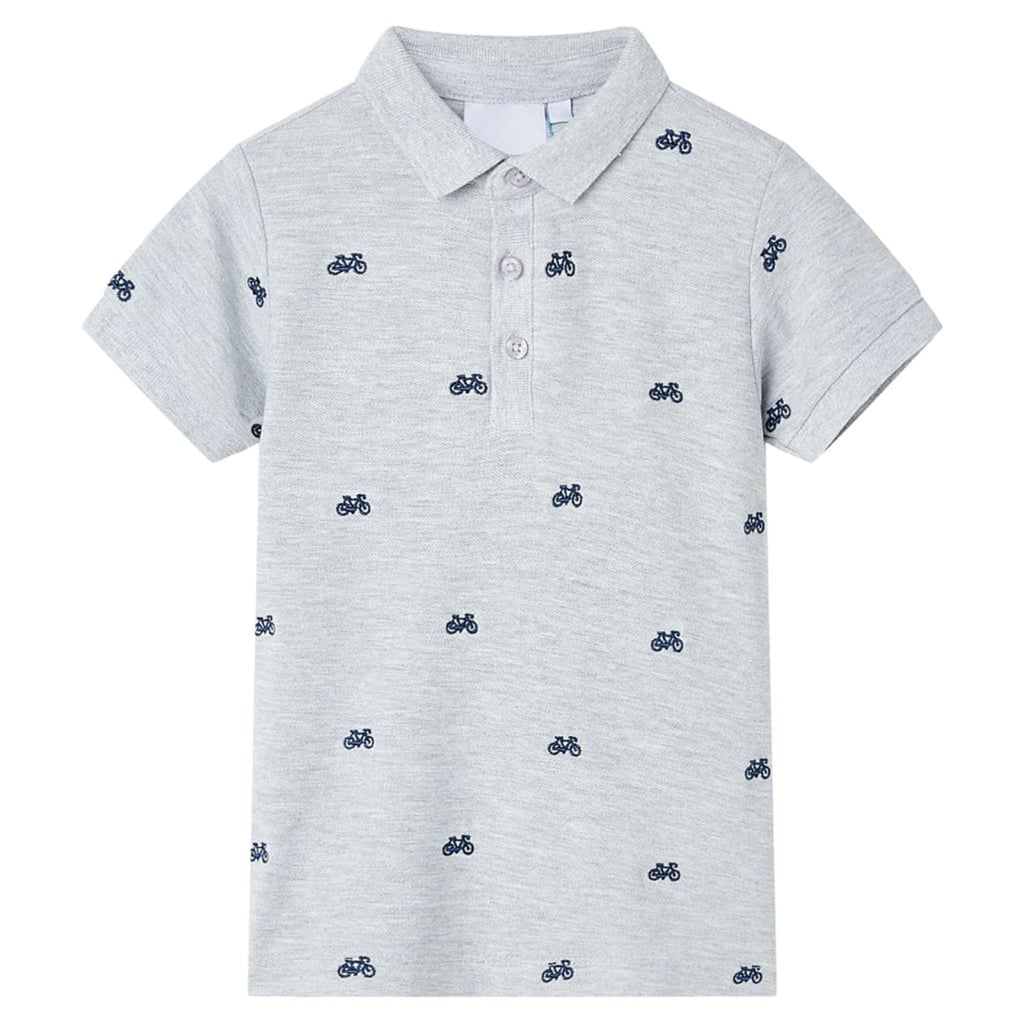 Kids'Polo Shirt Melange Cotton Grey Melange 116 Kids Clothing Children's Wear