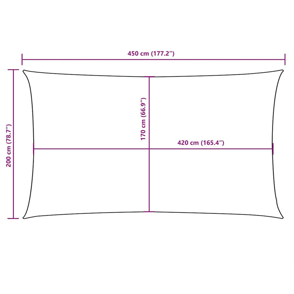 Sunshade Sail Oxford Fabric Blue Water Resistant UV Resistant 200 x 450 cm