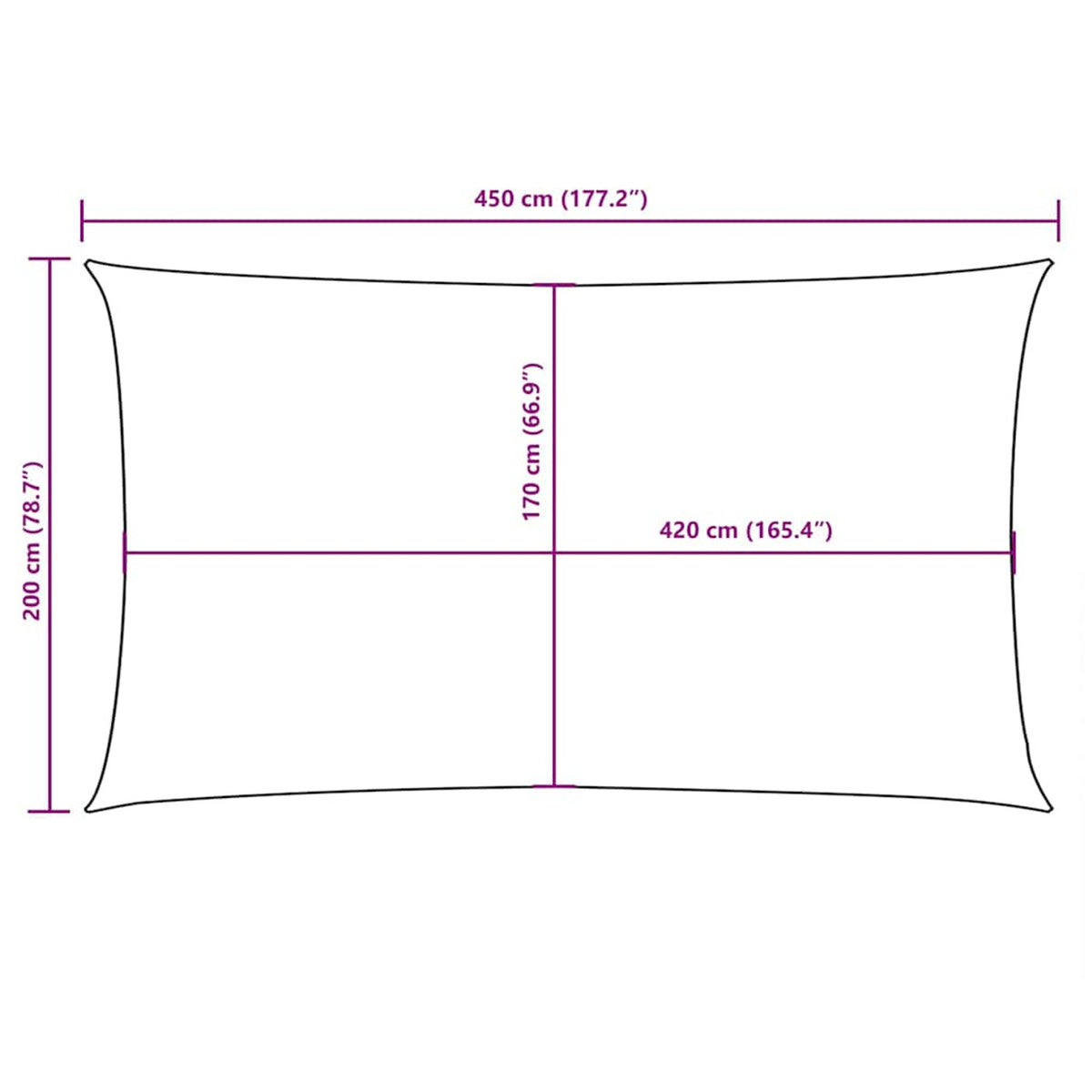 Sunshade Sail Oxford Fabric Blue Water Resistant UV Resistant 200 x 450 cm
