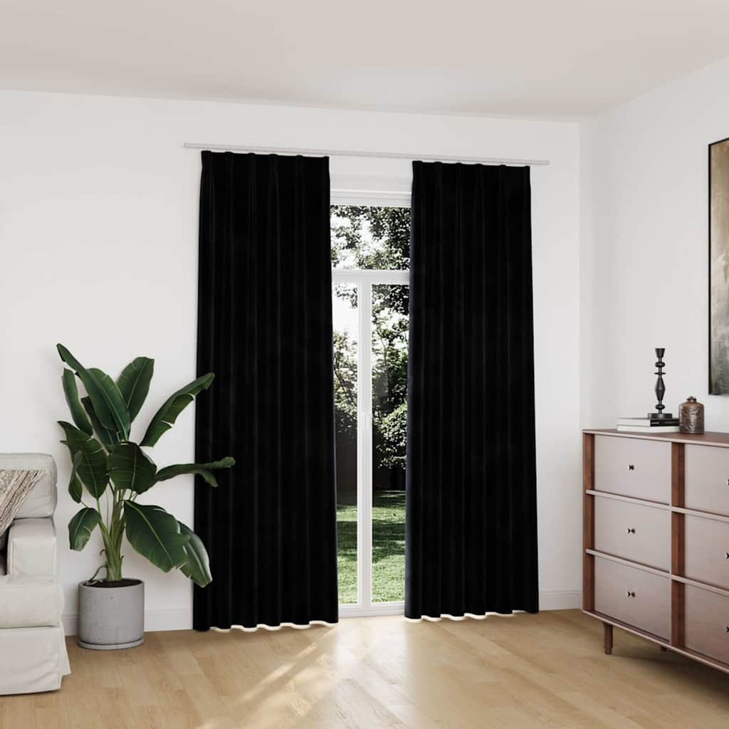 Blackout Curtain Velvet Black 140 x 225 cm Window Dressing Home Variant 2