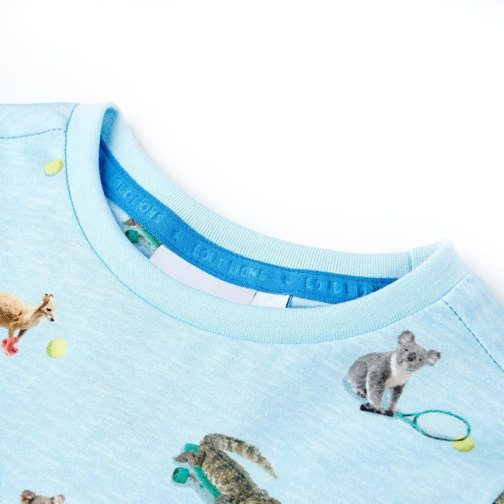Kids T-Shirt Cotton Light Blue Melange 116 Children's Top Kids Clothing 116