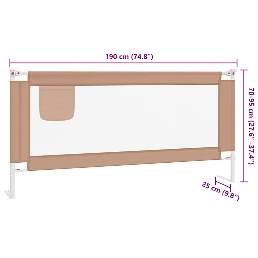 Toddler Safety Bed Rail Fabric (100% Polyester) Taupe 190 x 25 x 95 cm