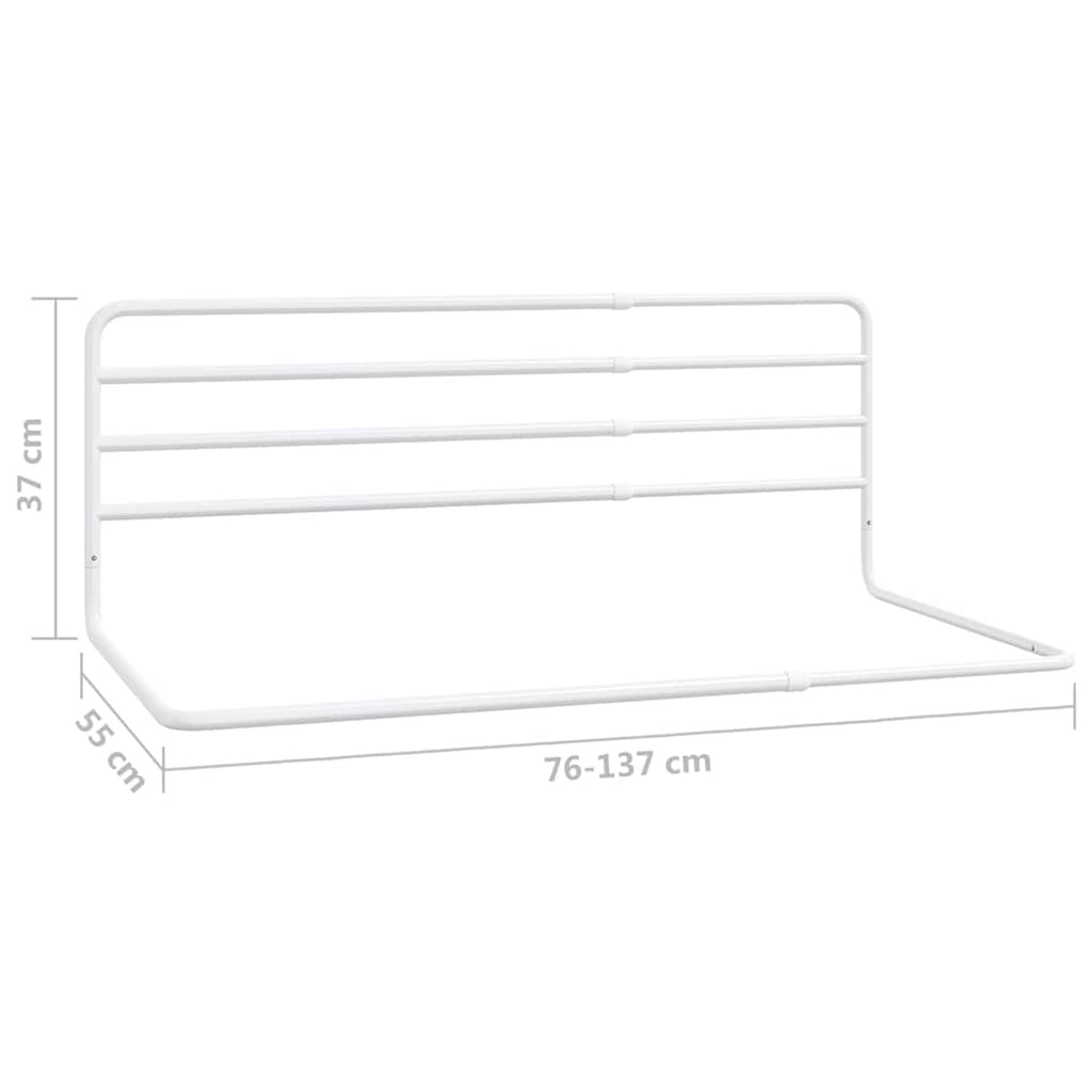 Toddler Safety Bed Rail Iron White Adjustable 137 x 55 x 37 cm Child Bed Guard