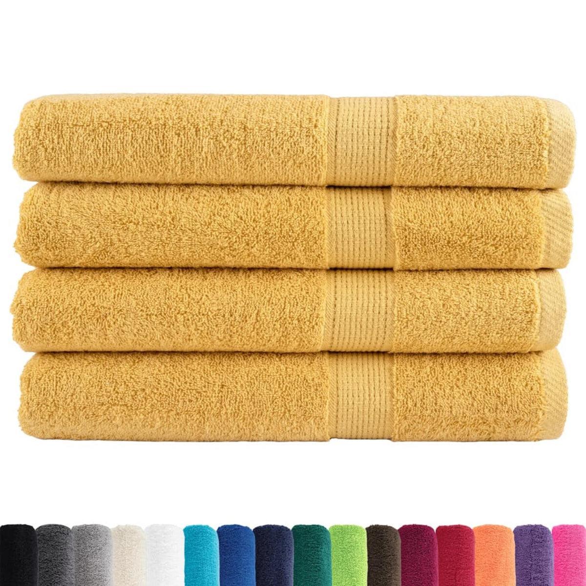 Towel Cotton Gold 200 x 100 cm Bathroom Bath Linen Home Towels 4 pcs SOLUND