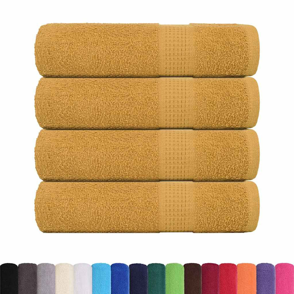 Towel Cotton Gold 100 x 50 cm Bathroom Bath Linen Home Towels 4 pcs Hand