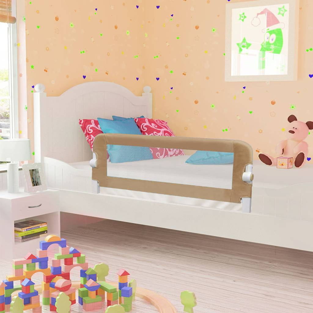 Toddler Safety Bed Rail Polyester Taupe 102 x 40.5 x 42 cm Child Bed Guard