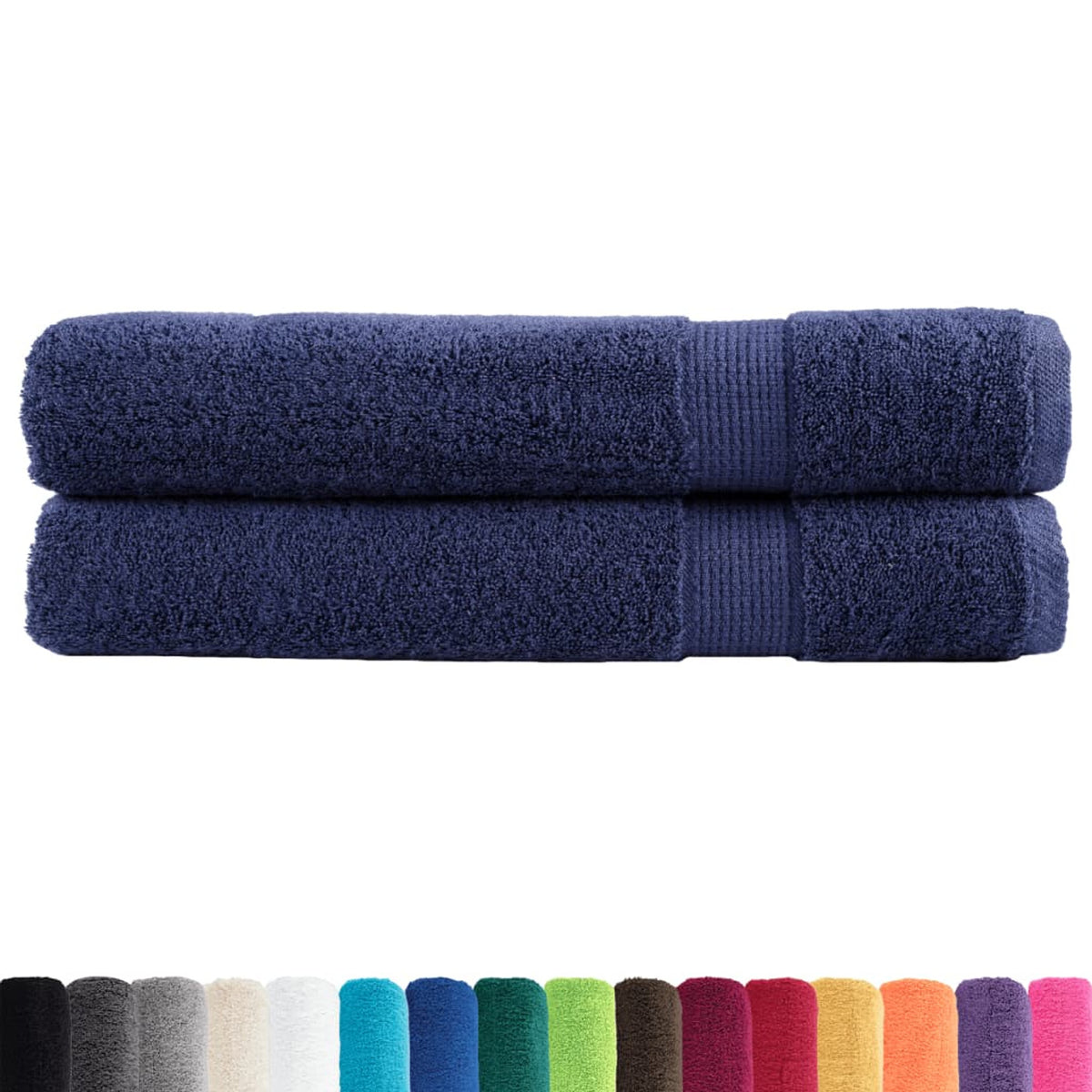 Towel Cotton Navy Blue 200 x 80 cm Bathroom Bath Linen Home Towels 2 Variant 2