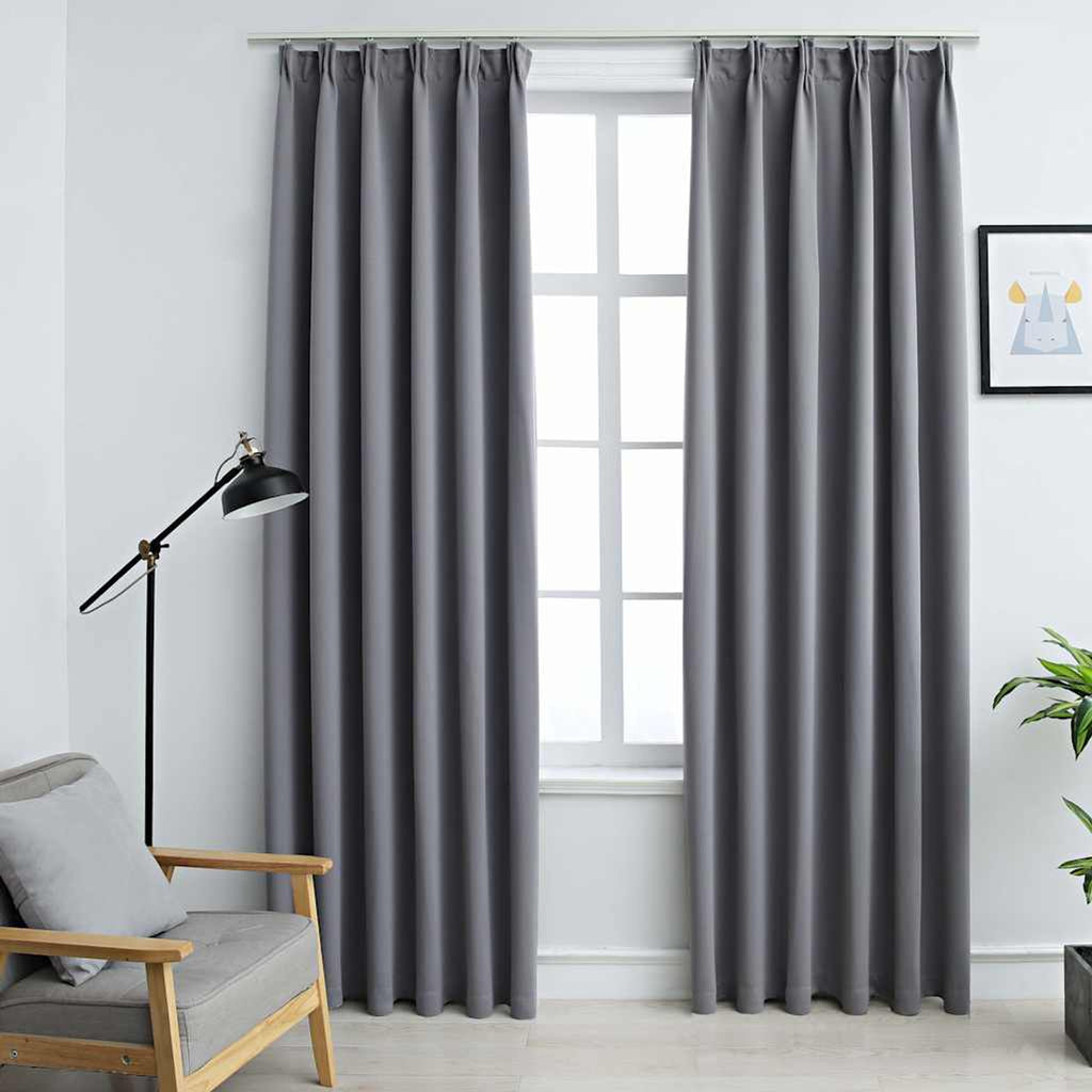 Blackout Curtain Polyester Grey 140 x 245 cm Window Dressing Home Variant 2