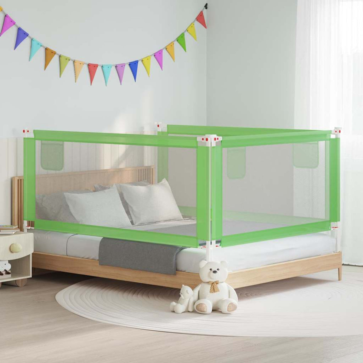 Toddler Safety Bed Rail Fabric (100% Polyester) Green 190 x 25 x 95 cm