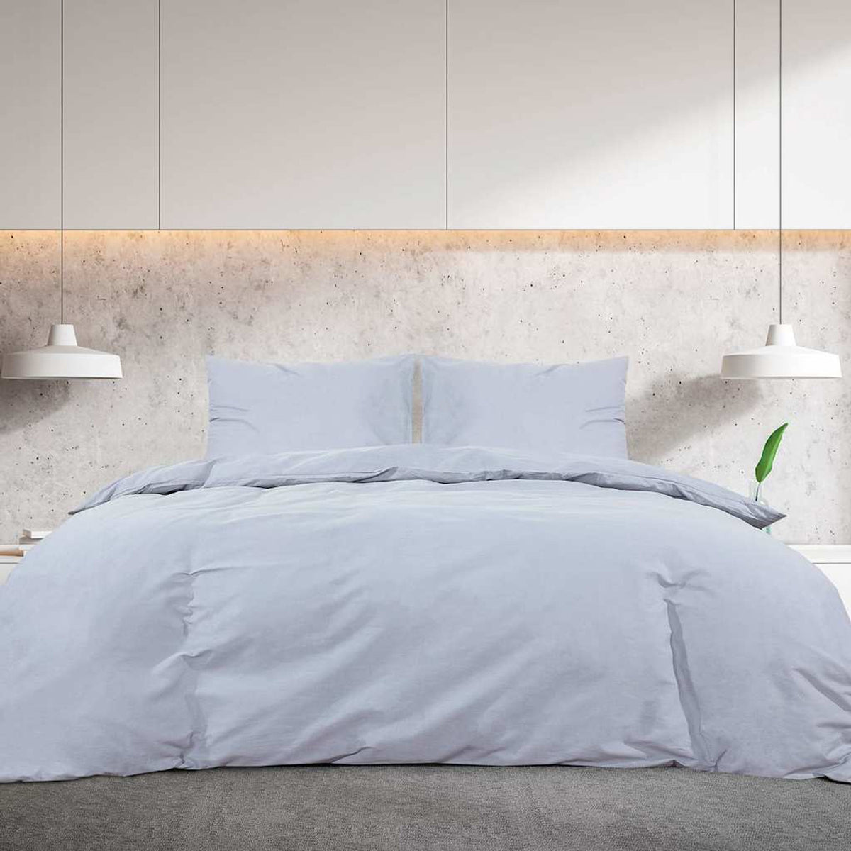 Duvet Cover Microfiber Fabric (100% Poly Grey 200 x 200 cm Bedding Bed Linen