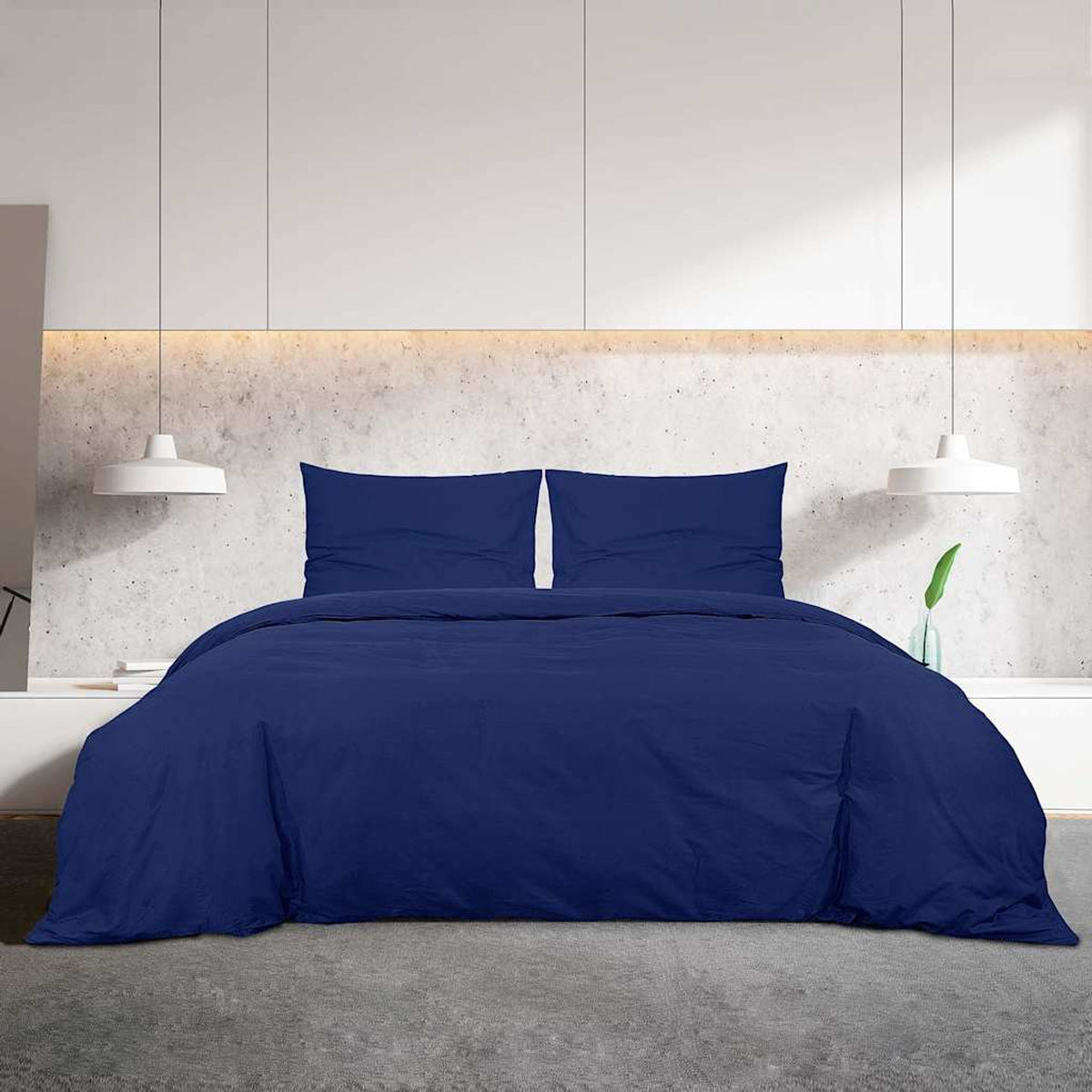 Duvet Cover Microfiber Fabric (100% Poly Navy Blue 240 x 260 cm Bedding