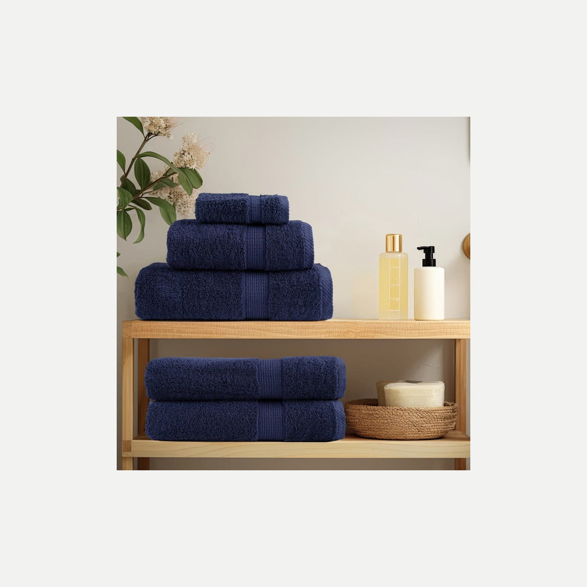 Towel Cotton Navy Blue 150 x 100 cm Bathroom Bath Linen Home Towels Variant 2