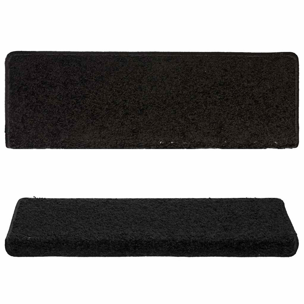 Stair Mats Rectangular Edge Needle-Punched Fabric (100% Black 65 x 21 x 4 cm