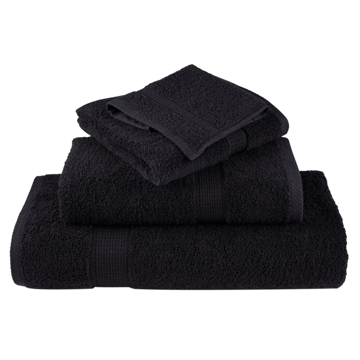 Towel Cotton Black 30 x 30 cm Bathroom Bath Linen Home Towels 2 pcs Variant 2