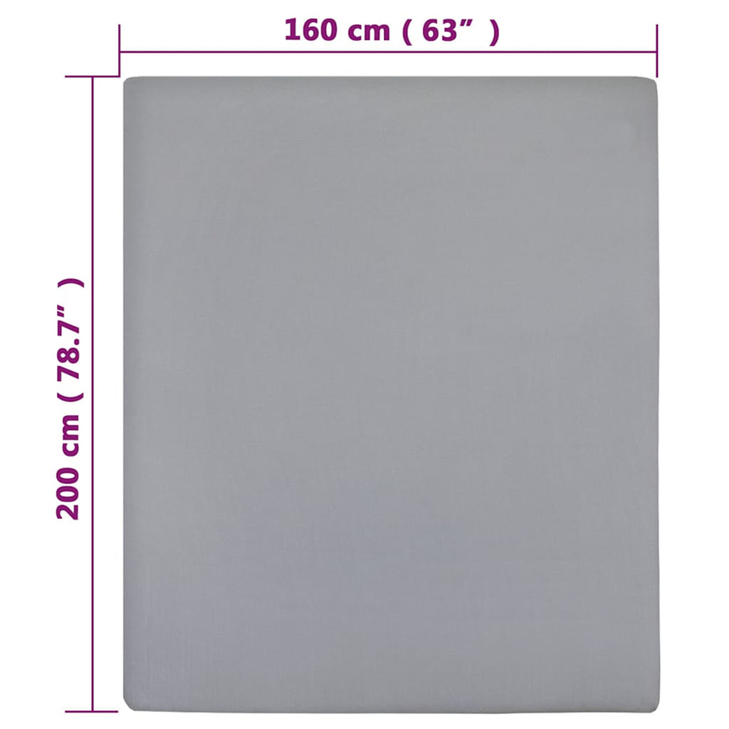 Jersey Fitted Sheet Cotton Grey 200 x 160 cm Bedroom Furniture Bedstead