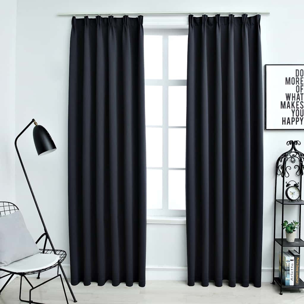 Blackout Curtain Polyester Anthracite 140 x 175 cm Window Dressing Variant 2