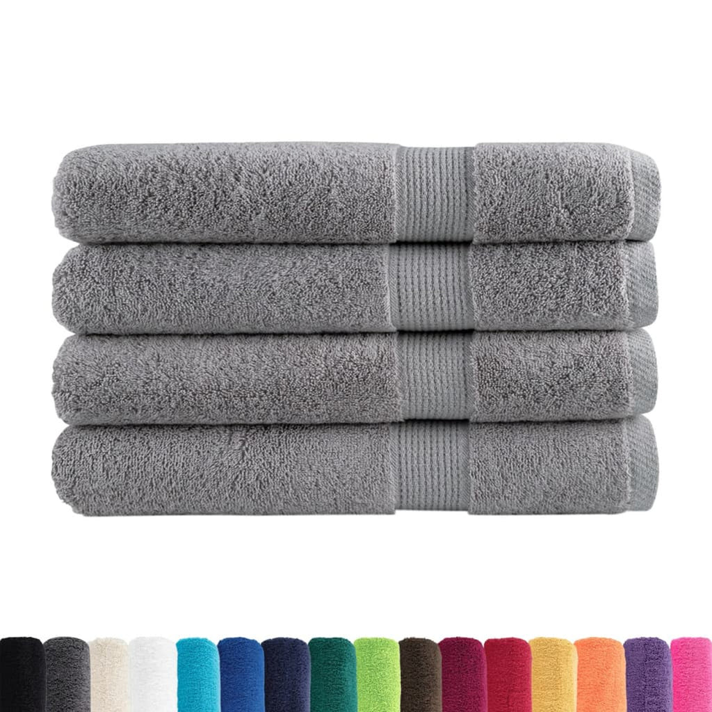Towel Cotton Grey 200 x 80 cm Bathroom Bath Linen Home Towels 4 pcs Variant 2