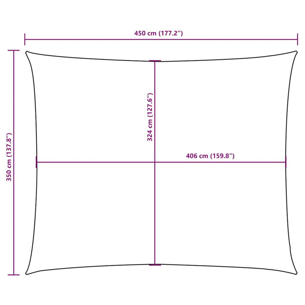 Sunshade Sail Oxford Fabric Black Water Resistant UV Resistant 350 x 450 cm