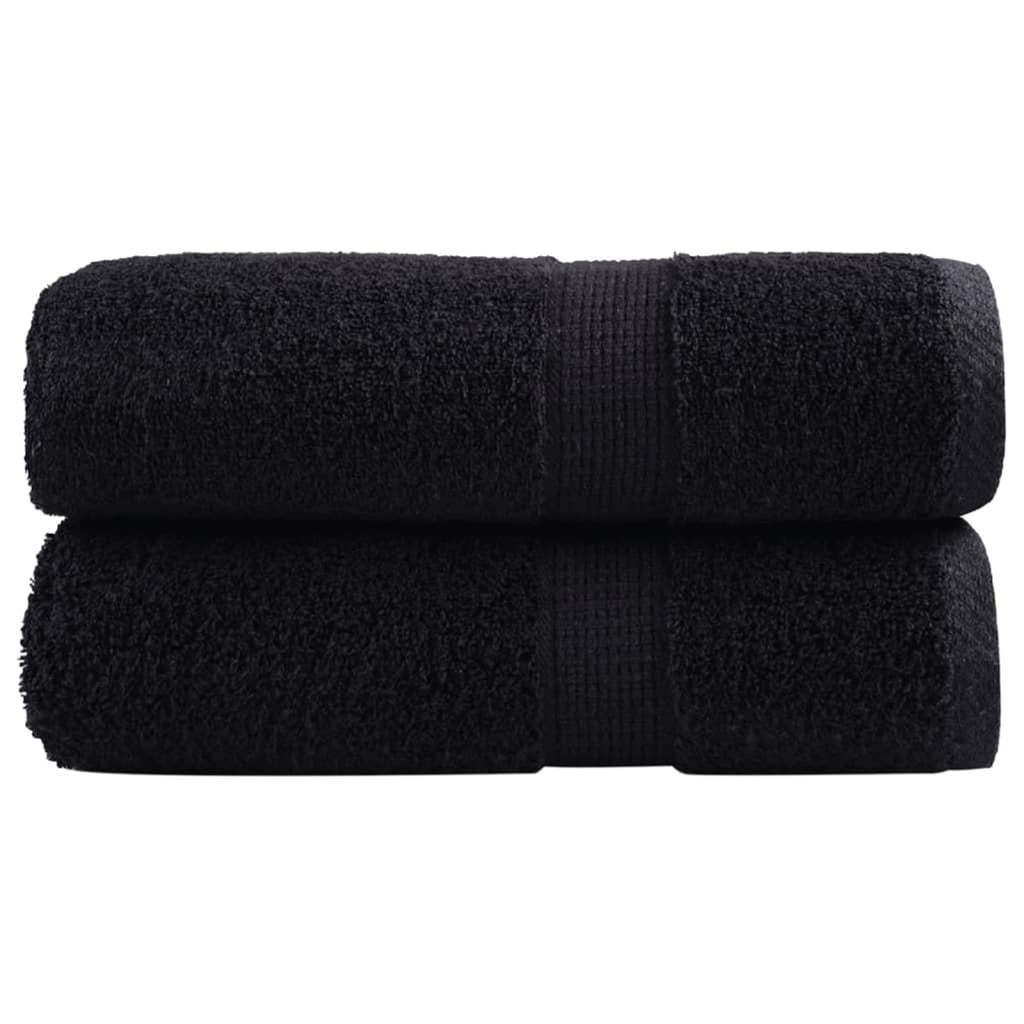 Towel Cotton Black 30 x 30 cm Bathroom Bath Linen Home Towels 2 pcs Variant 2