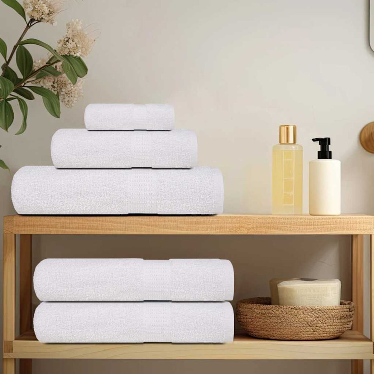 Towel Cotton White 50 x 100 cm Bathroom Bath Linen Home Bath Towels & Flannels