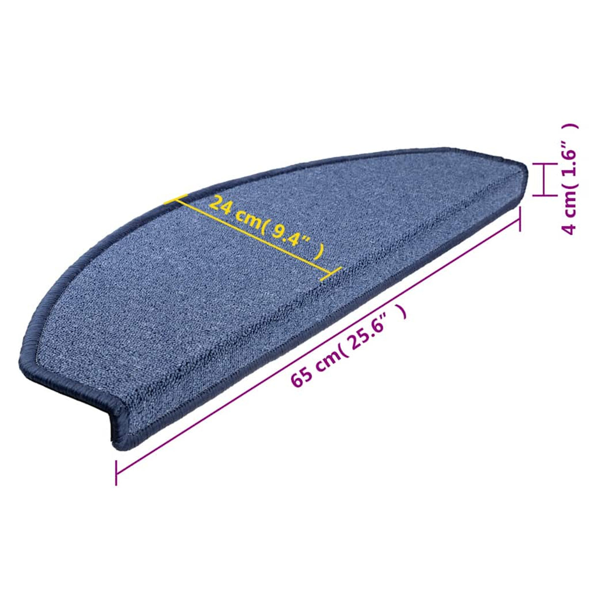 Stair Mats Non-Slip Needle-Punched Fabric -100% Blue Foldable 65 x 24 x 4 cm