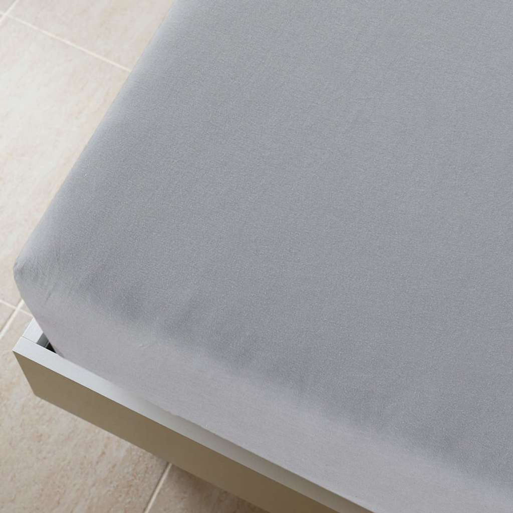 Jersey Fitted Sheets Cotton Grey 200 x 180 cm Bedroom Furniture Bedstead 2 pcs