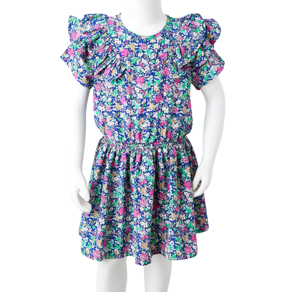 Dress Polyester Cobalt Blue 128 Kids' Dresses Kids' Dresse Kids'Dress Ruffle