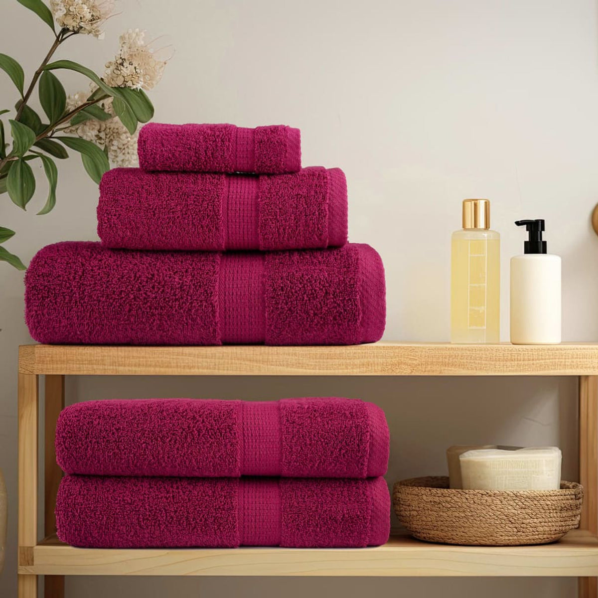 Towel Cotton Bordeaux 140 x 70 cm Bathroom Bath Linen Home Towels 4 Variant 2