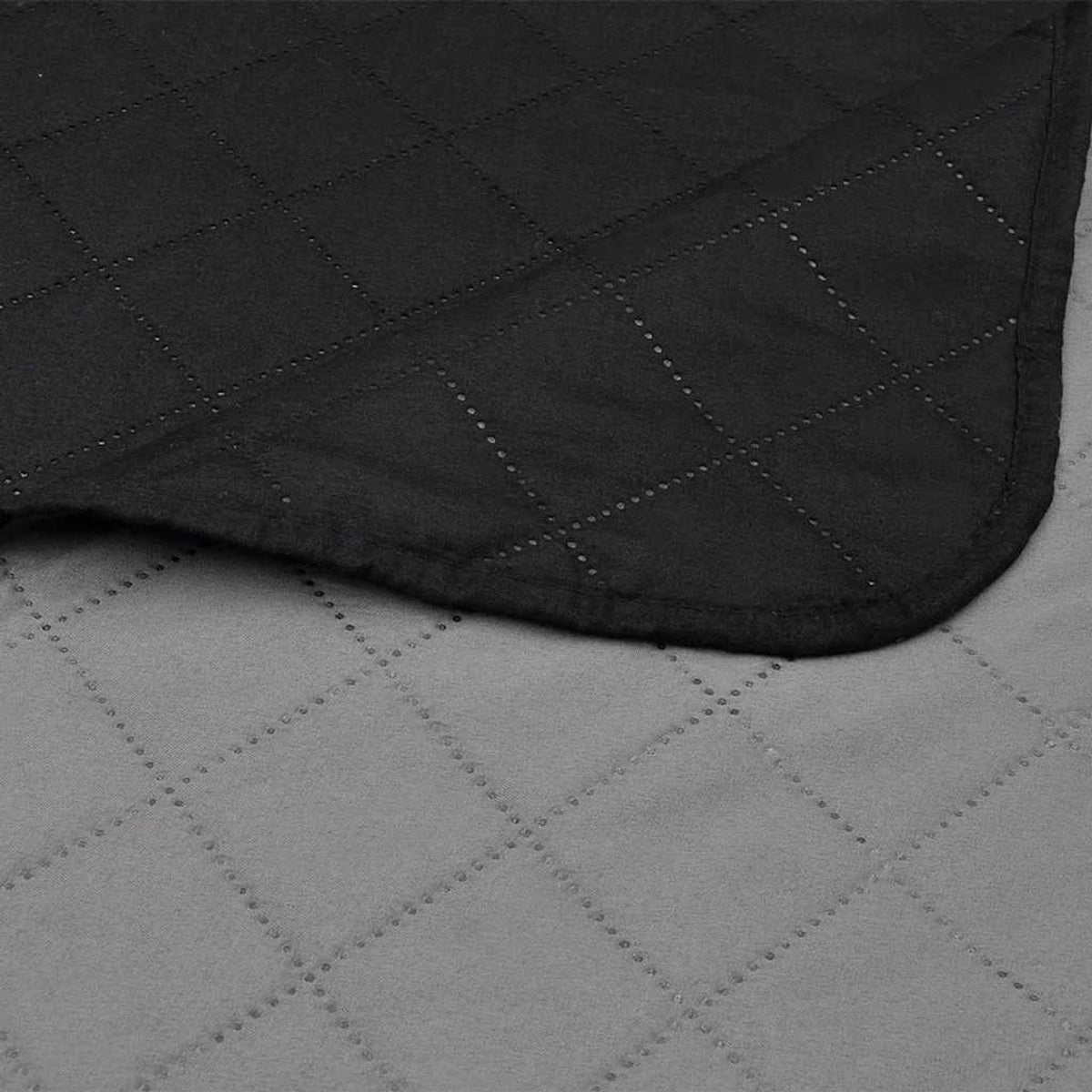 Double-Sided Quilted Bedspread Black/Grey Microfiber With Pp Cotton Variant 2