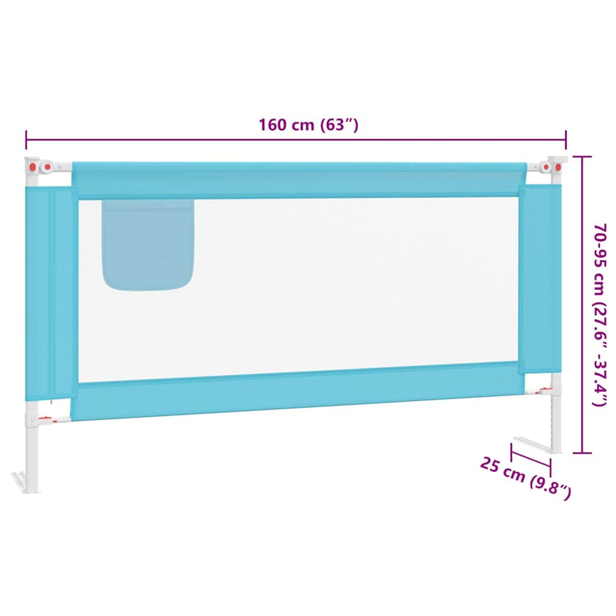 Toddler Safety Bed Rail Fabric (100% Polyester) Blue 160 x 25 x 95 cm Bedguard