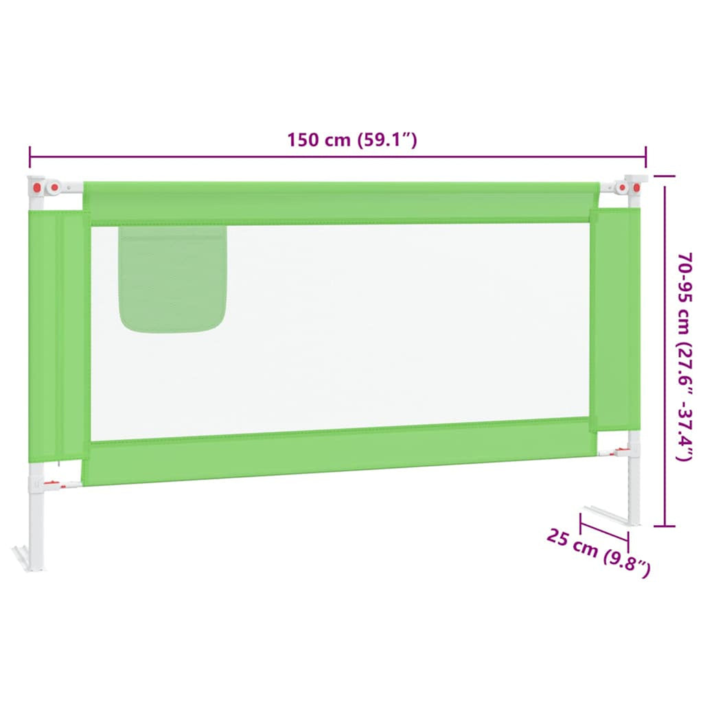 Toddler Safety Bed Rail Fabric (100% Polyester) Green 150 x 25 x 95 cm