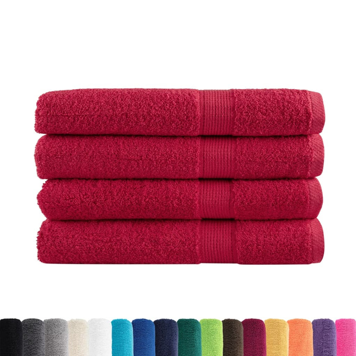 Towel Cotton Red 200 x 80 cm Bathroom Bath Linen Home Towels 4 pcs Variant 2
