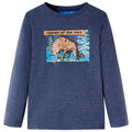 Kids T-Shirt Cotton Dark Blue Melange 128 Children's Top Kids Clothing Long