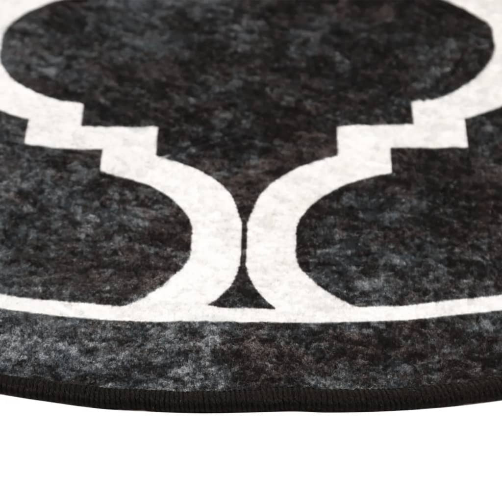 Rug Polyester Black 120 x 120 x 0.4 cm Floor Mat Home Decor Floor Covering