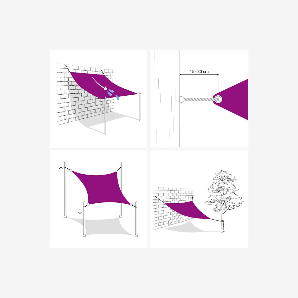 Sunshade Sail Oxford Fabric Black Water Resistant UV Resistant 200 x 450 cm