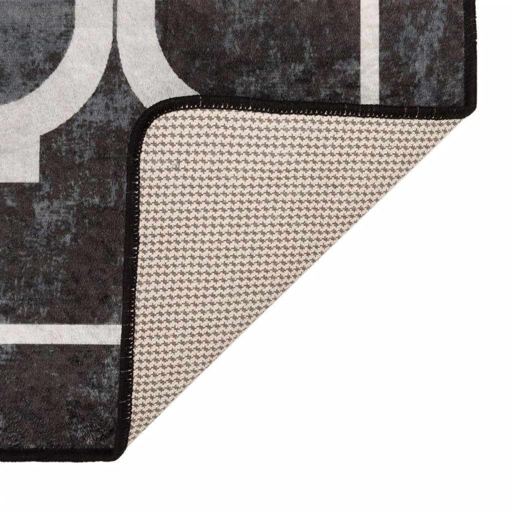 Rug Polyester Black 160 x 0.4 x 230 cm Floor Mat Home Decor Floor Covering