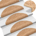 Stair Mats Half Round Pp Tufted Beige 56 x 20 x 3 cm Floor Mat Home Non Slip
