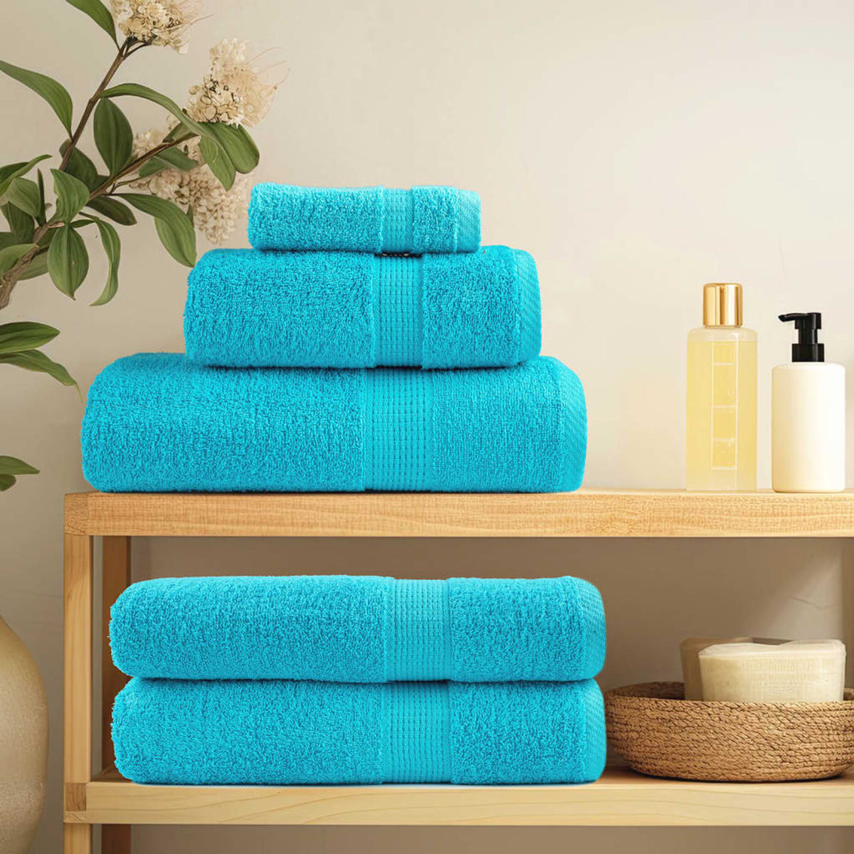 Towel Cotton Turquoise 150 x 100 cm Bathroom Bath Linen Home Towels Variant 2