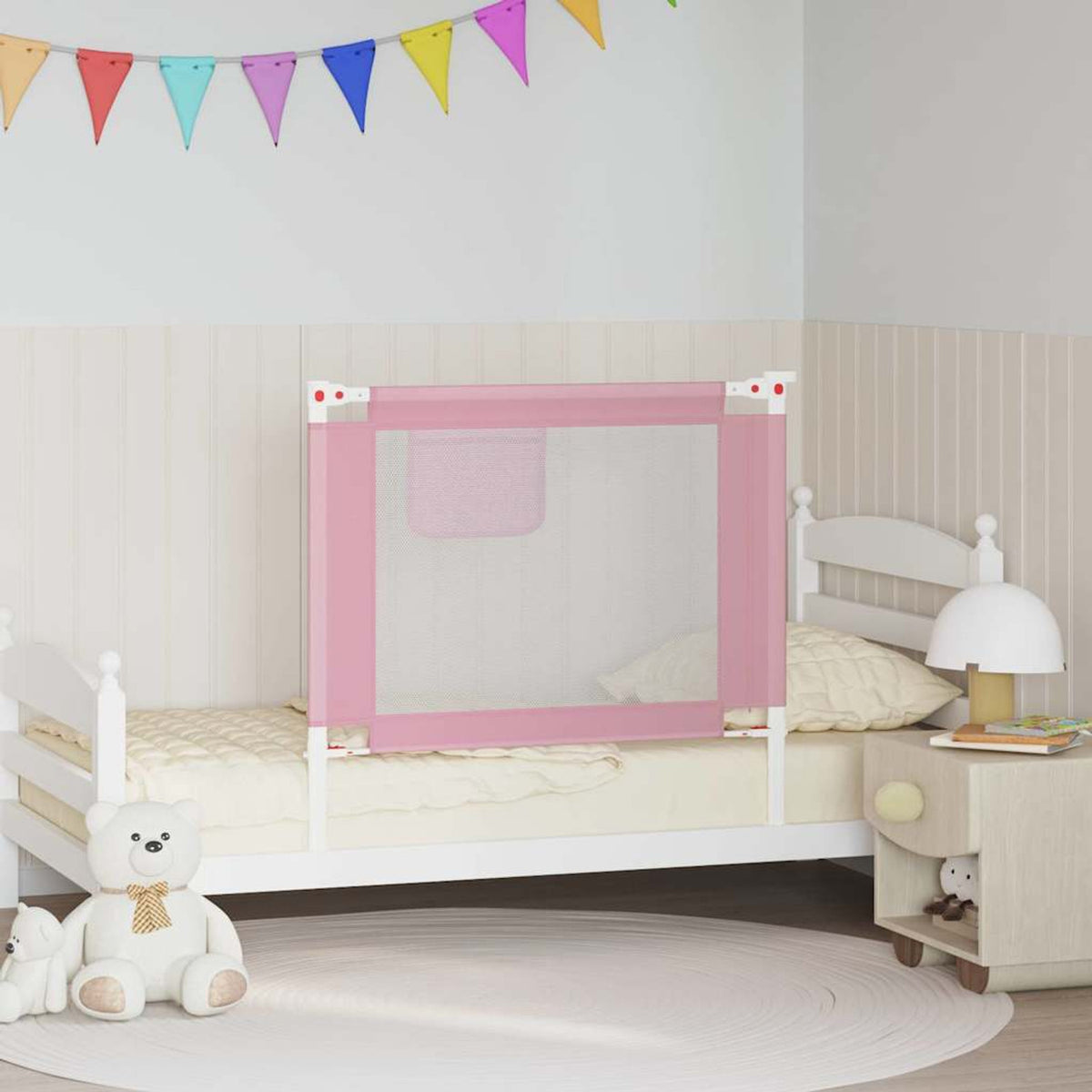 Toddler Safety Bed Rail Fabric (100% Polyester) Pink 90 x 25 x 95 cm Bedguard