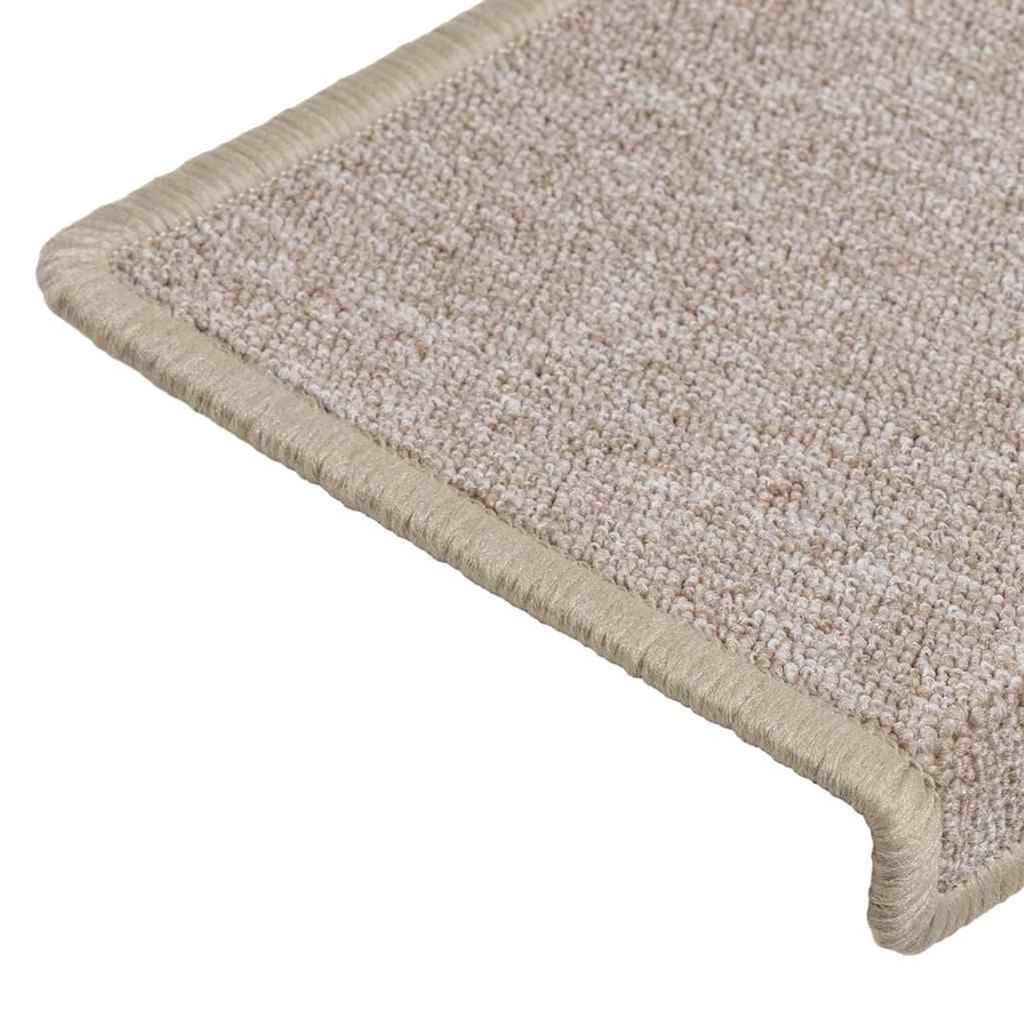 Stair Mats Rectangular Edge Needle-Punched Fabric (100% Taupe 65 x 21 x 4 cm