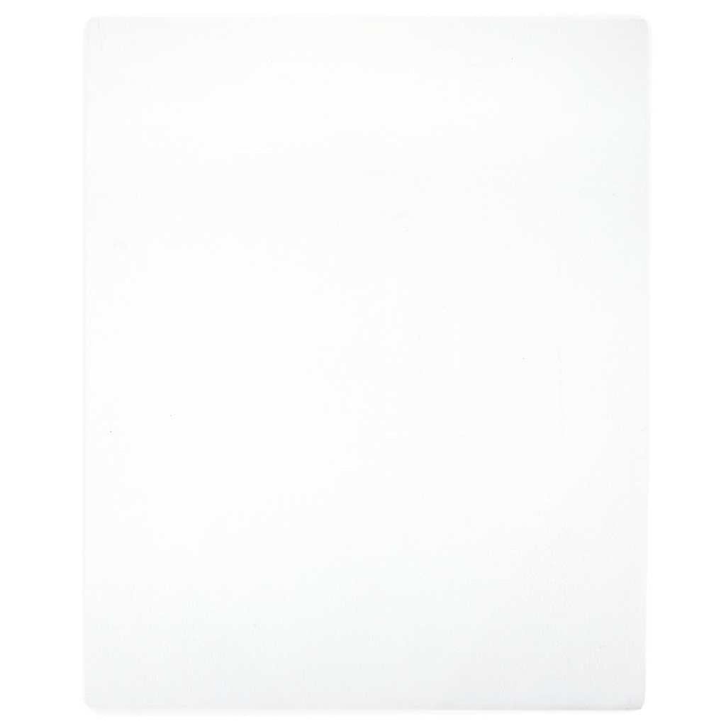 Jersey Fitted Sheet Cotton White 200 x 140 cm Bedroom Furniture Bedstead