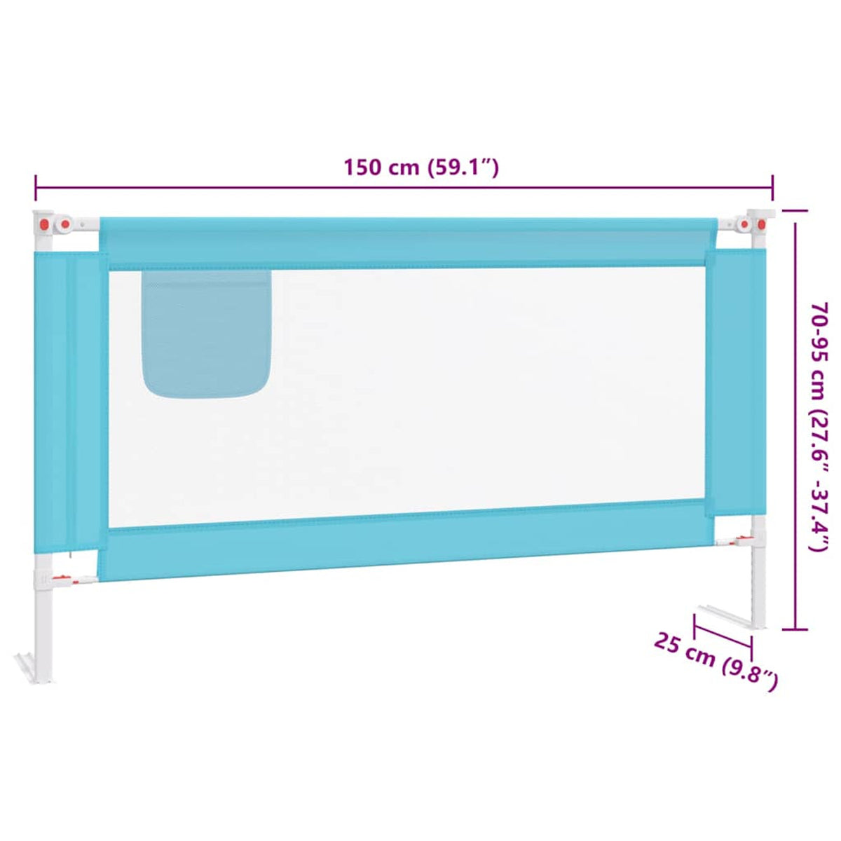 Toddler Safety Bed Rail Fabric (100% Polyester) Blue 150 x 25 x 95 cm Bedguard