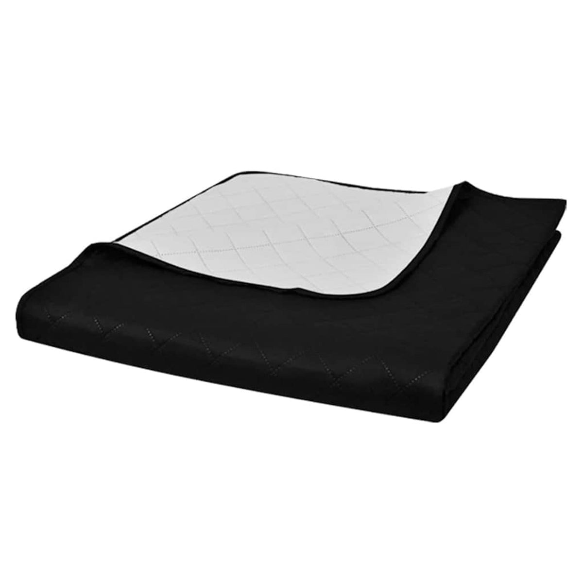 Double-Sided Quilted Bedspread Black/White Microfiber With Pp Cotton Fi Black