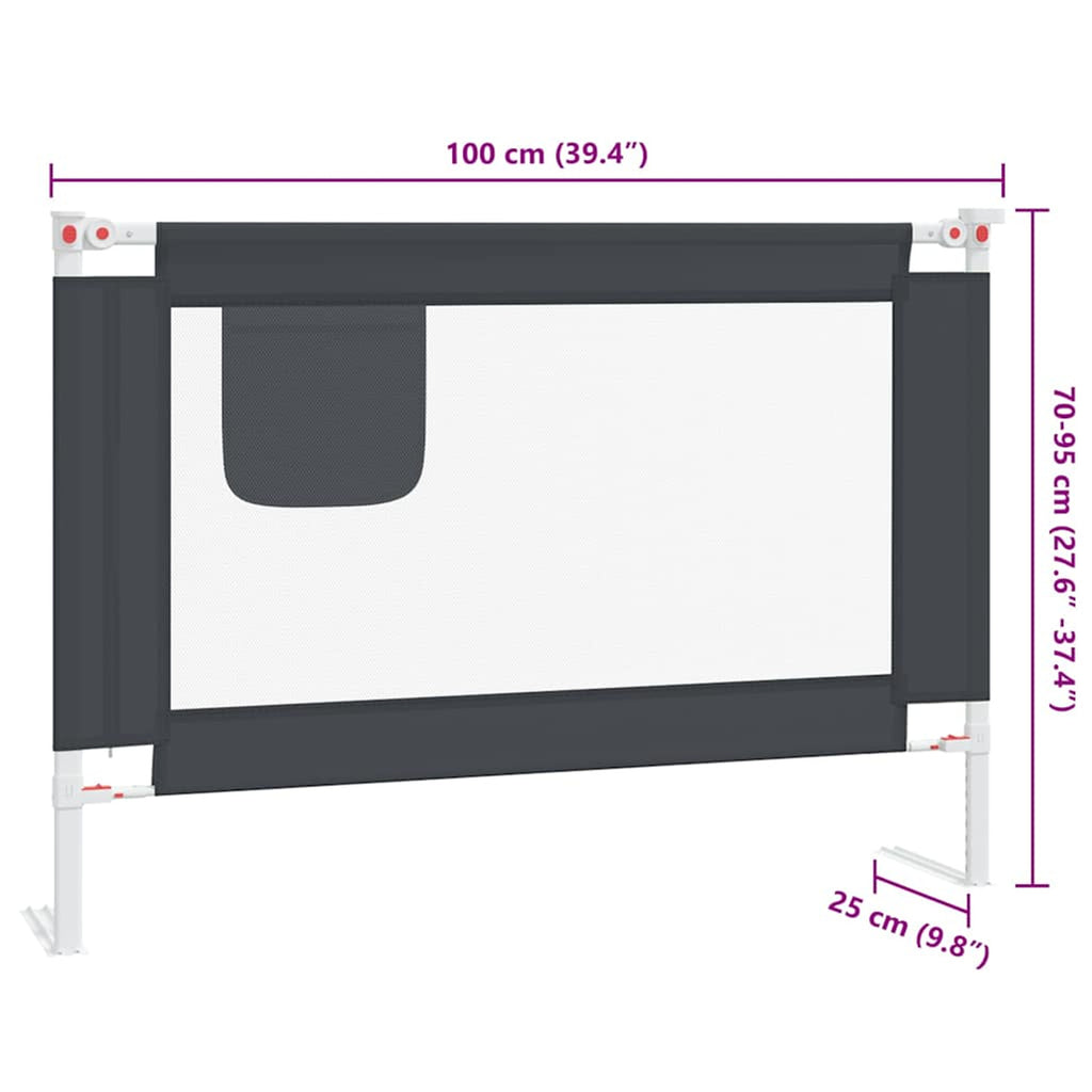 Toddler Safety Bed Rail Dark Fabric (100% Polyester) Dark Grey 100 x 25 x 95