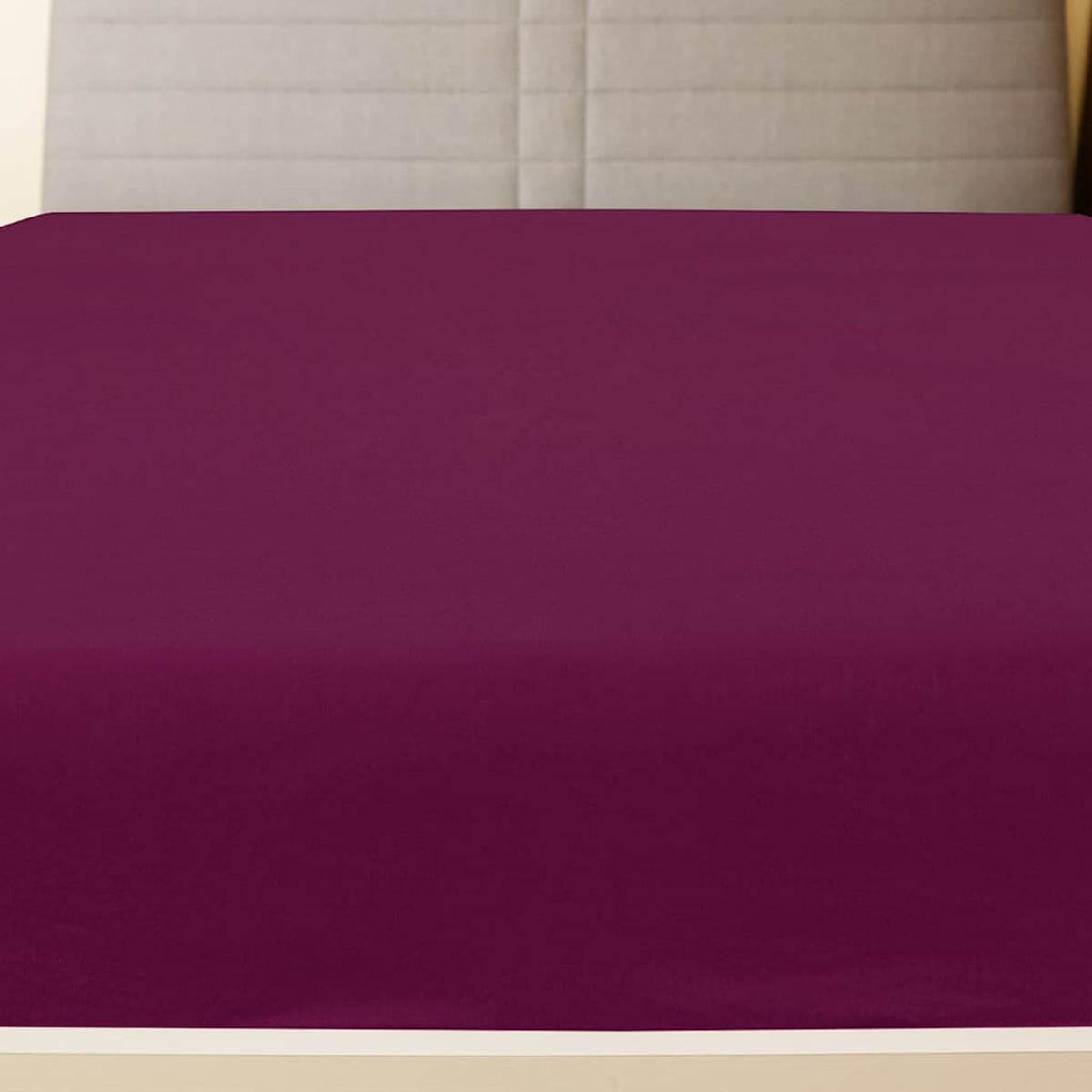 Jersey Fitted Sheet Bordeaux Cotton 200 x 140 cm Bedroom Furniture Bedstead