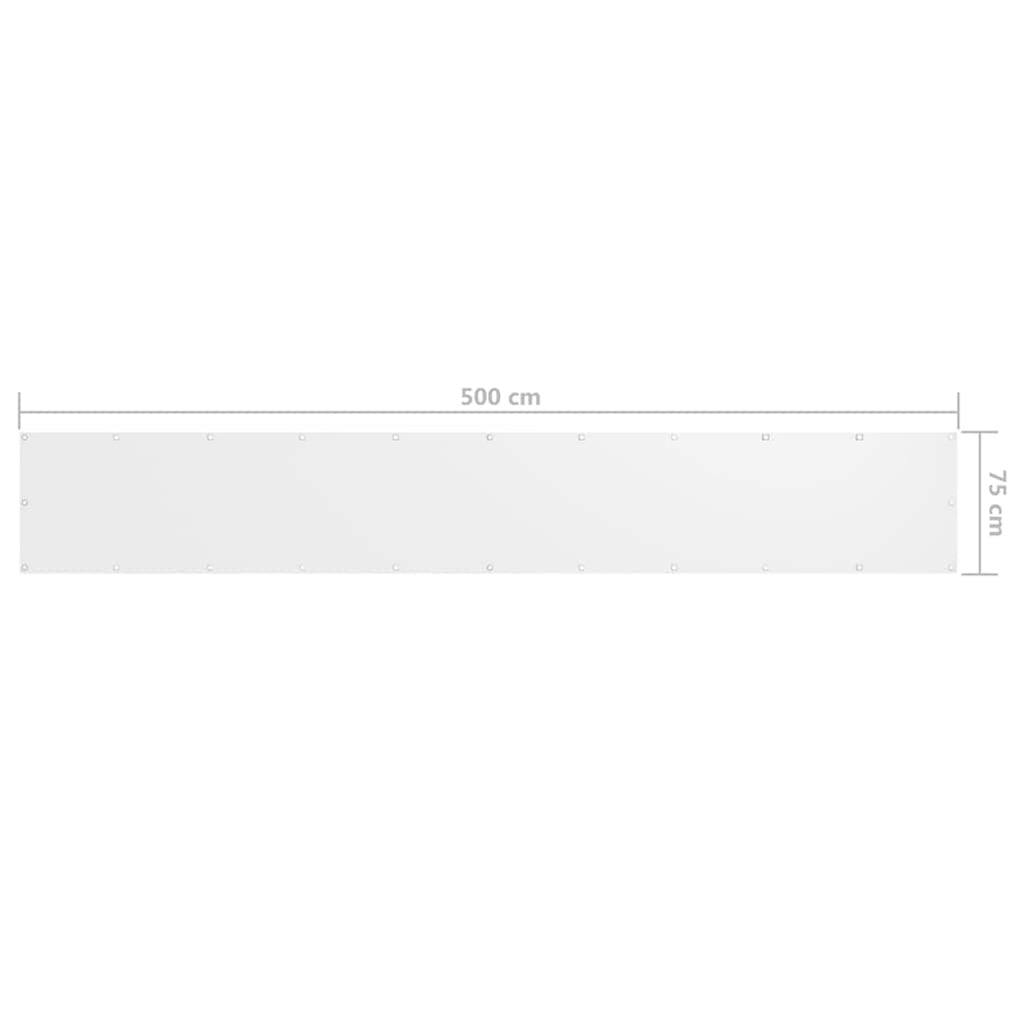 Balcony Screen Oxford Fabric White Waterproof UV Resistant 75 x 500 cm 75x500cm