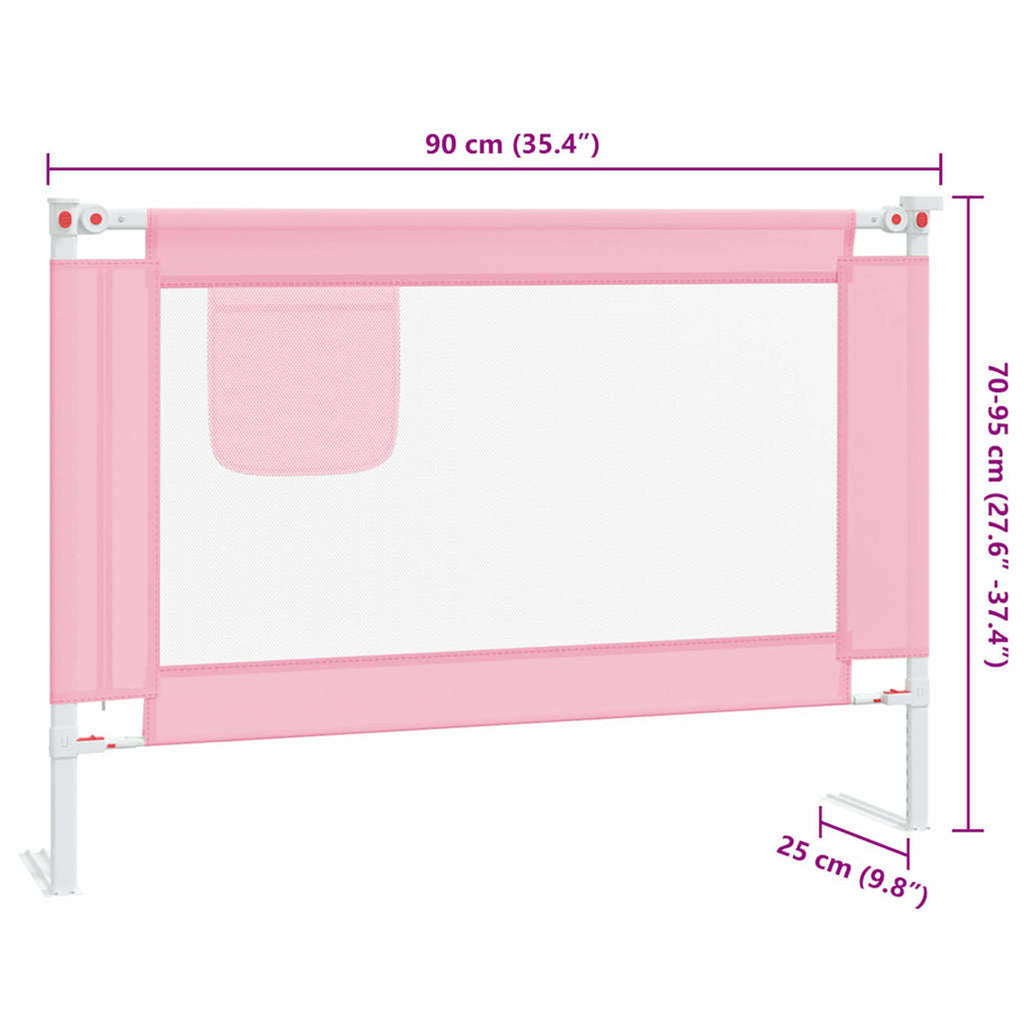 Toddler Safety Bed Rail Fabric (100% Polyester) Pink 90 x 25 x 95 cm Bedguard