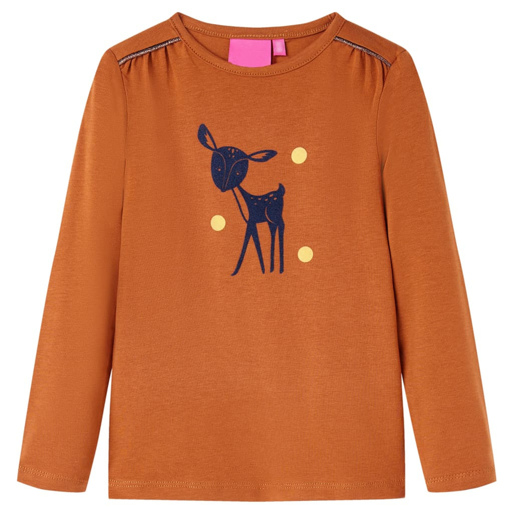 Kids T-Shirt Cotton Cognac 140 Children's Top Kids Clothing Kids Wear Kids'
